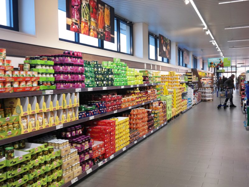 Interior of an Aldi store.