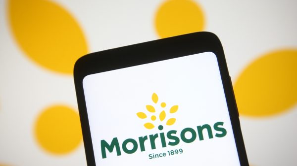 Morrisons logo on a phone screen.