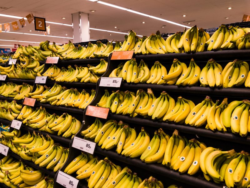 Sainsbury's store - bananas on shelves