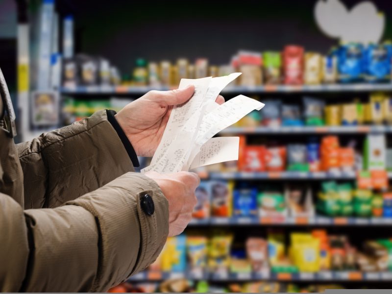 receipts in supermarket - price rises