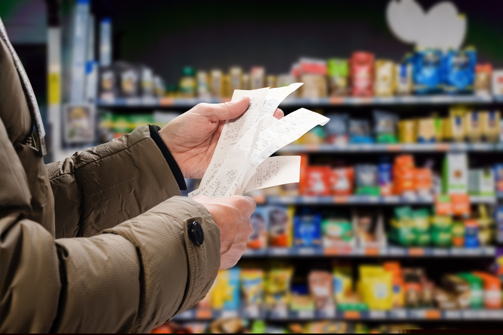 receipts in supermarket - price rises