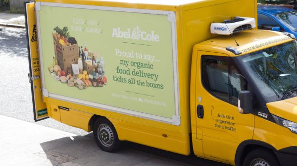 Abel & Cole van - removing compostable packaging