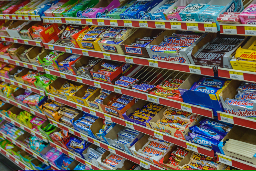 Confectionery aisle - re Labour to clampdown on HFSS