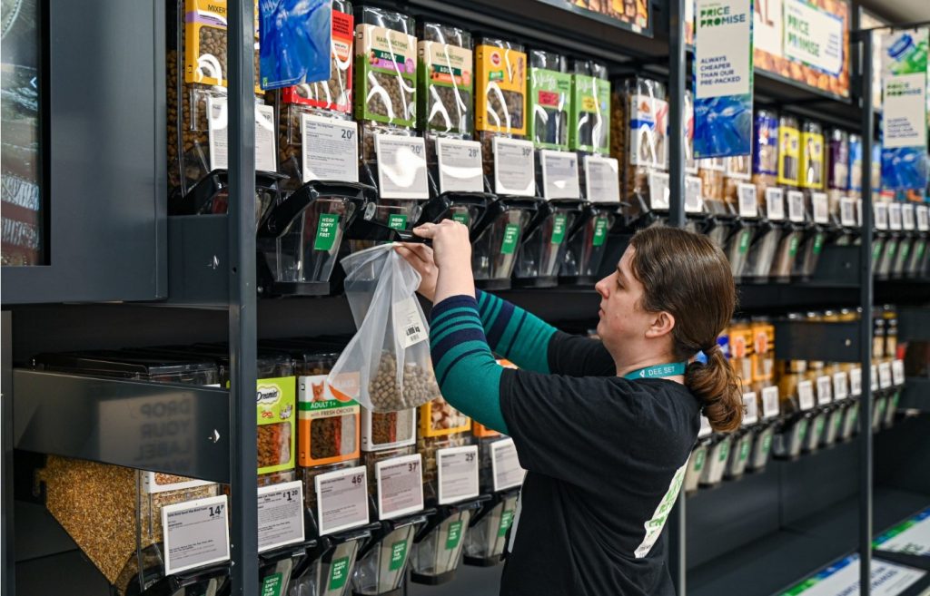 Asda supermarket refill station re sustainability initiative