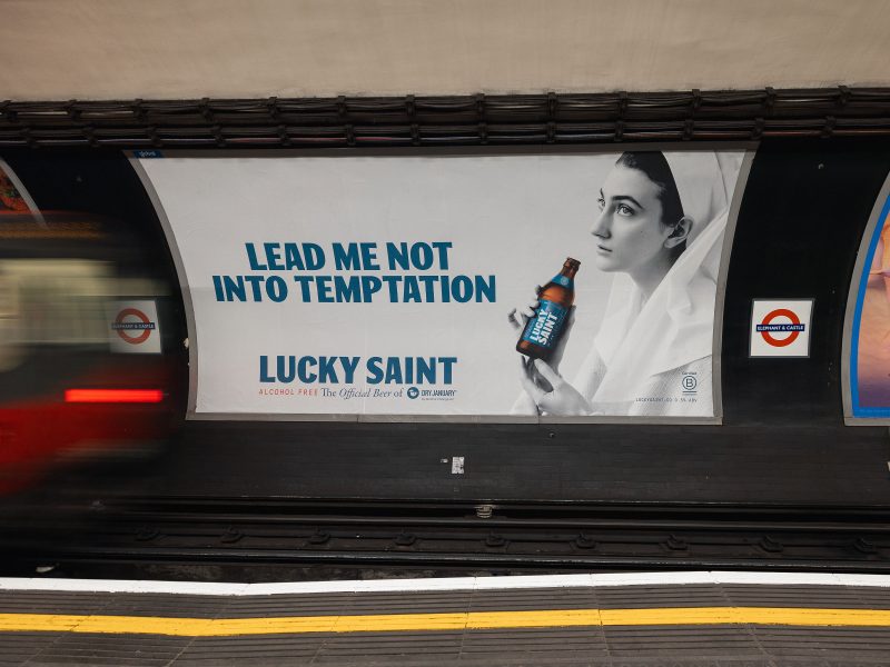 Alcohol-free beer brand Lucky Saint has launched a major out-of-home campaign for Dry January 2023, in which 9 million Brits are taking part.