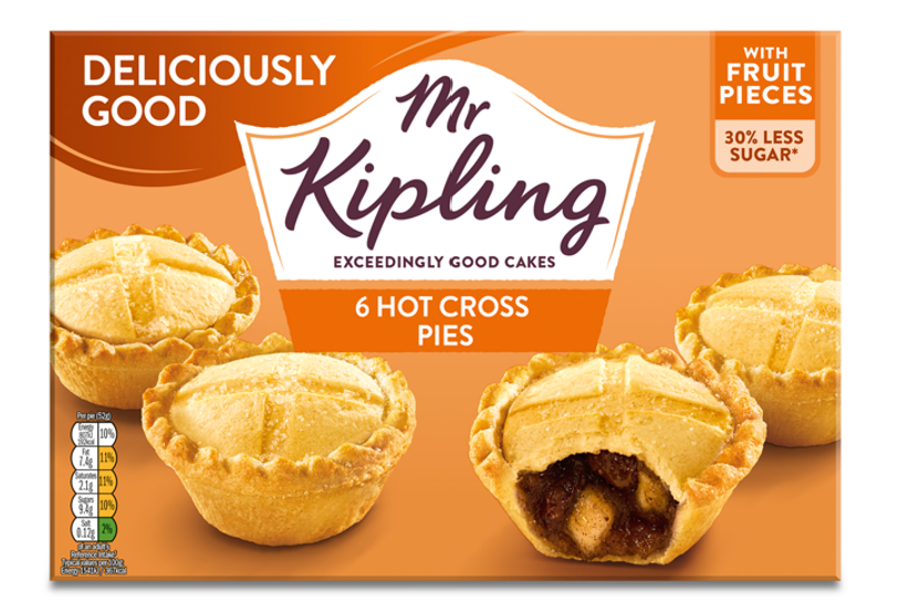 Mr Kipling has expanded its range of Easter products with new non-HFSS compliant Hot Cross Pies.