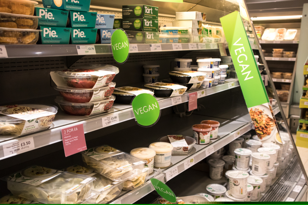Vegan aisle supermarket - re 2023 food trends