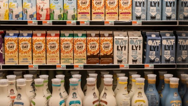 Vegan milk in supermarket