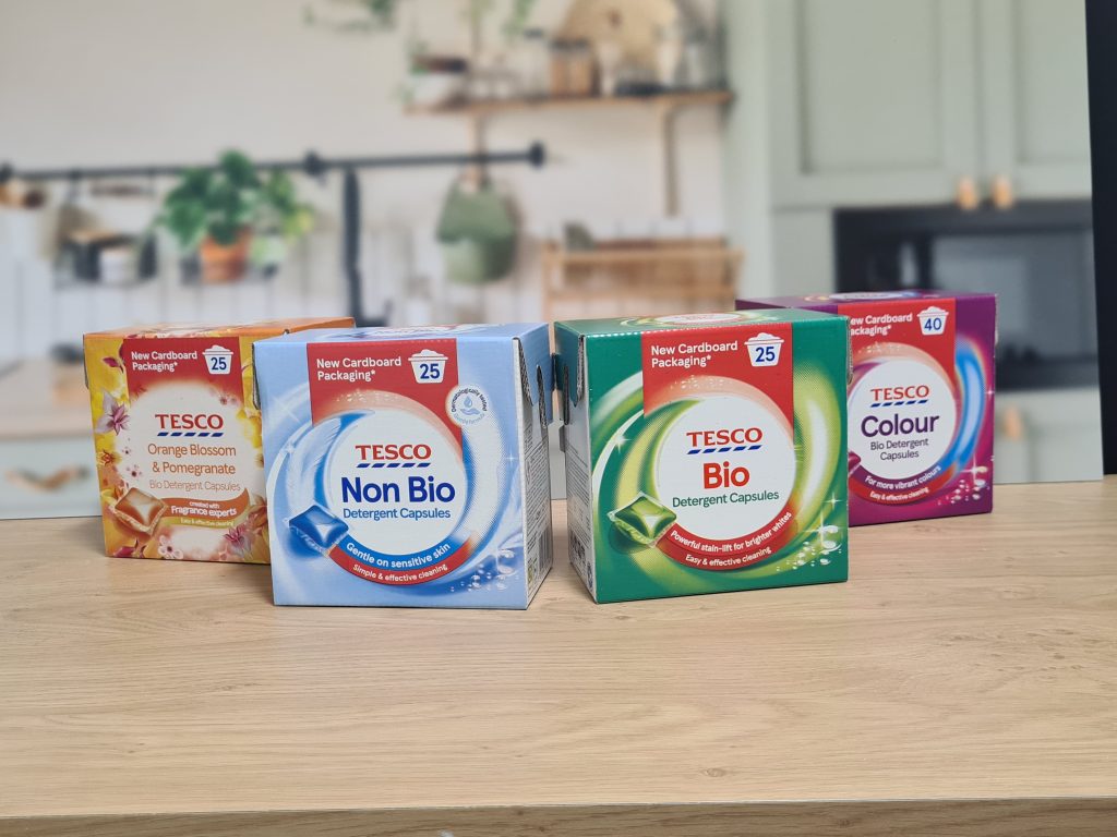 Tesco introduces recyclable cardboard packs for laundry pods to cut