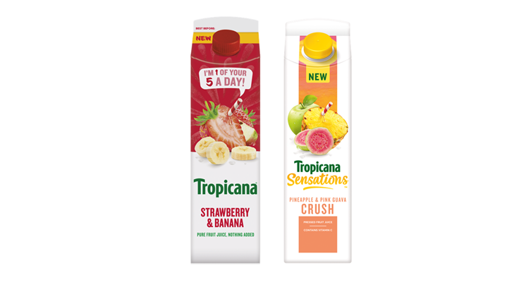 Tropicana is expanding its range of natural breakfast juices with two new flavours that will be hitting shelves at the end of the month: Strawberry & Banana and Pineapple & Pink Guava Crush.
