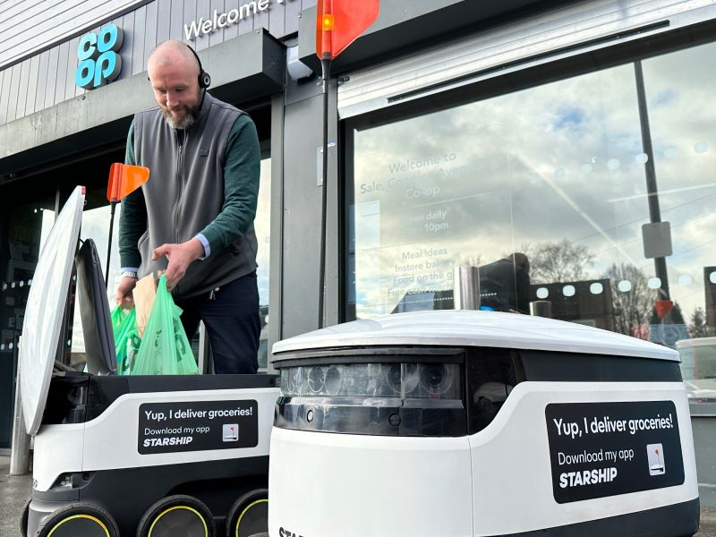 The Co-op is rolling out autonomous grocery delivery robots across Greater Manchester today through its partnership with Starship Technologies and Trafford Council.