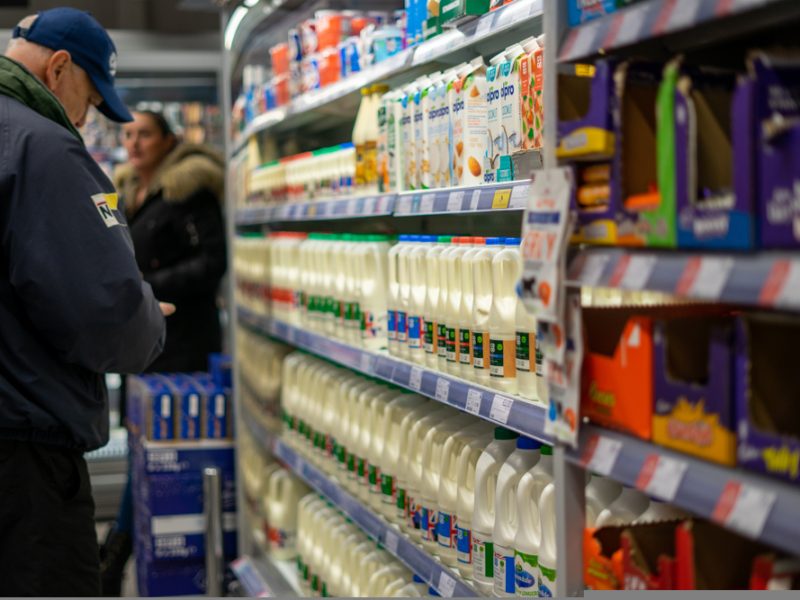 Milk in supermarket