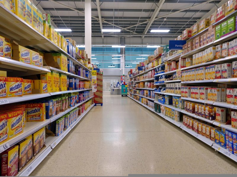 Cereal aisle in supermarket - re food inflation