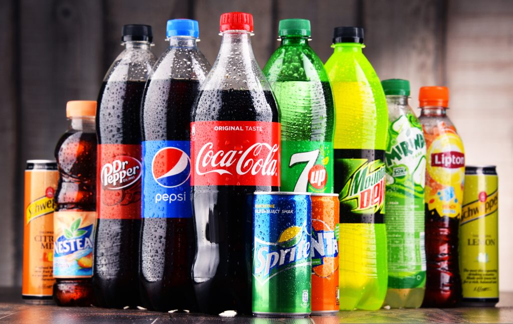 Popular soft drinks lineup