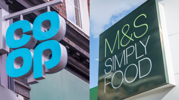 M&S x Co-op store signs