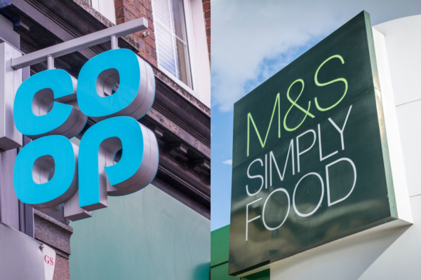 M&S x Co-op store signs