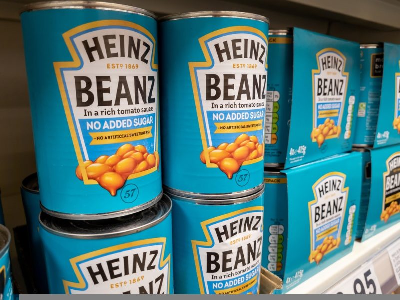 Kraft Heinz Beanz on supermarket shelf