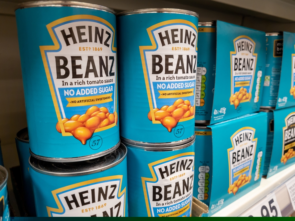 Kraft Heinz Beanz on supermarket shelf