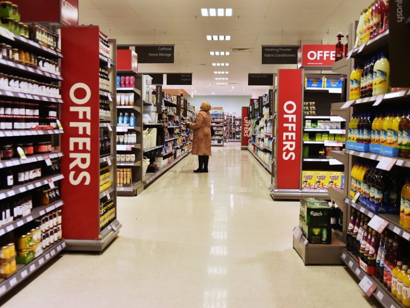 supermarket shelves