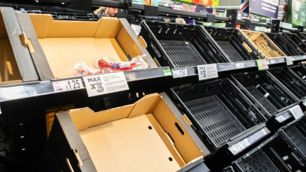 Vegetable shortages in a supermarket