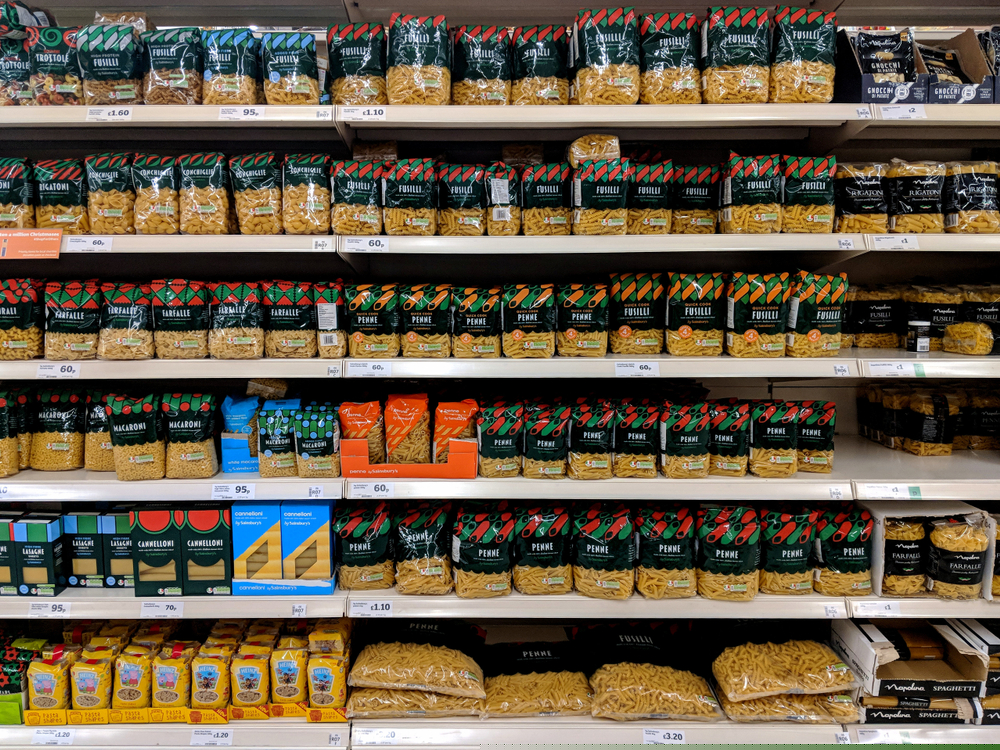 Pasta in supermarket