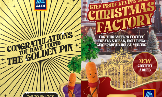 Aldi has teamed up with Pinterest in celebration of the social media site and supermarket's upcoming festive 'secret' board campaign, here depicting still's from the two brand's campaigns
