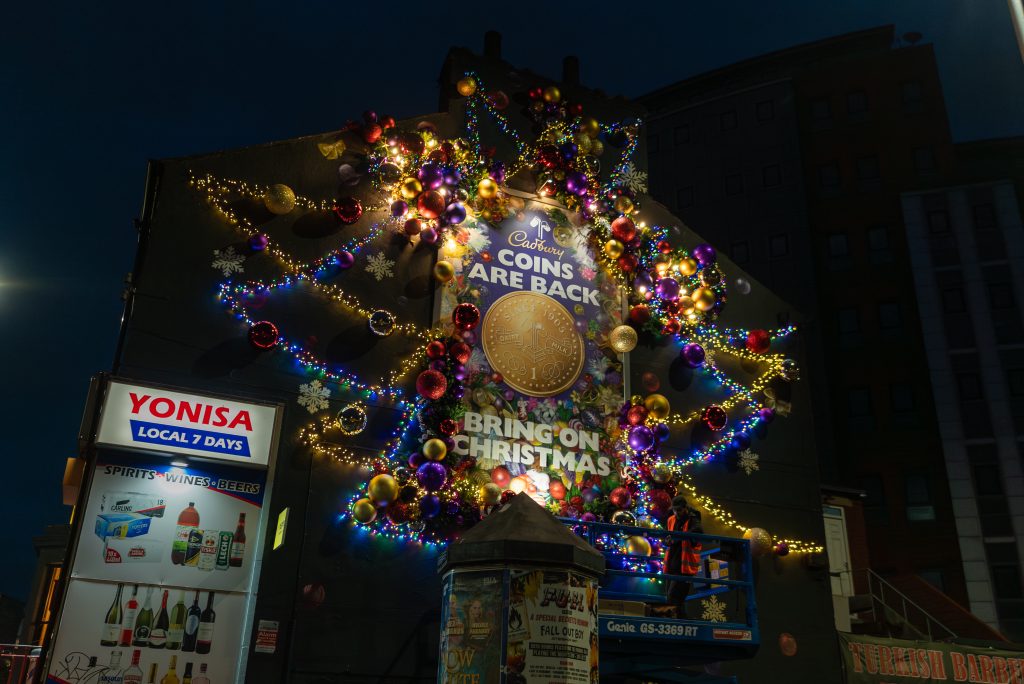 Cadbury is celebrating the return of its Cadbury Dairy Milk Chocolate Coins this Christmas, after almost a decade away from the shelves, here depicting the Christmas campaign