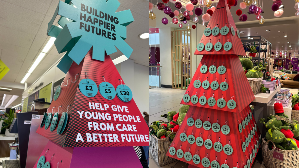 Waitrose is relaunching its 'Giving Trees' initiative, in a bid to raise donations for the John Lewis Partnership’s ‘Building Happier Futures’ programme, here showing the instore Giving Tree campaign