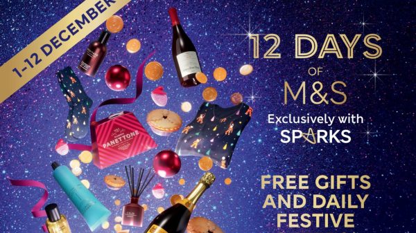Marks and Spencer (M&S) has relaunched its 12 Days of Sparks digital advent calendar with this year's containing a £10k gift card prize draw, here depicting the campaign's still