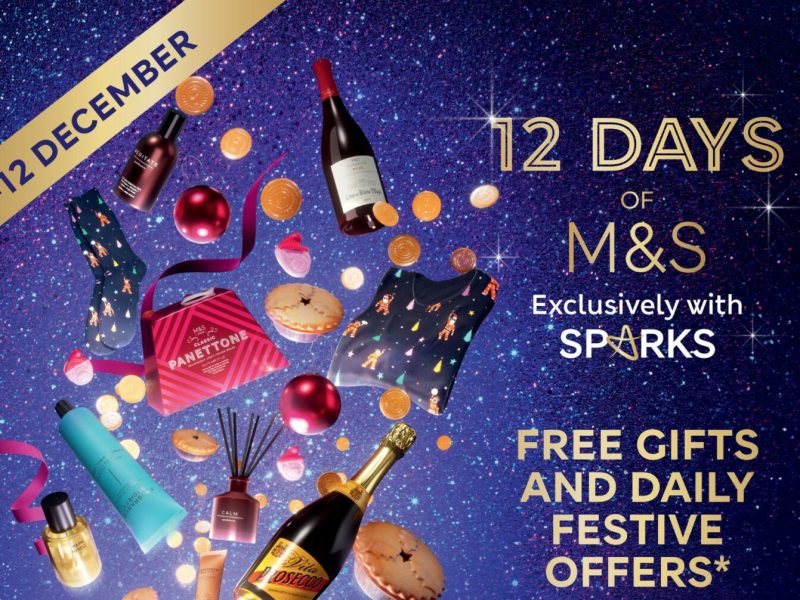 Marks and Spencer (M&S) has relaunched its 12 Days of Sparks digital advent calendar with this year's containing a £10k gift card prize draw, here depicting the campaign's still