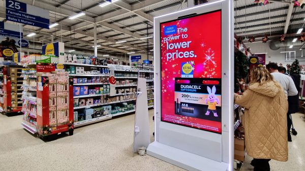 Tesco has launched a major expansion of its in-store digital advertising network, marked by the rollout of its 1,800th in-store screen., depicting here a Tesco store