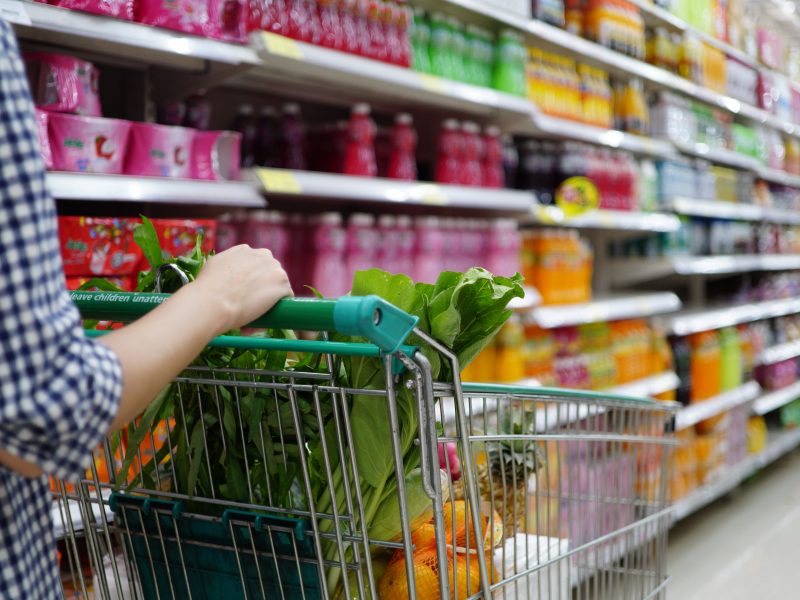 Food store sales have dipped back into decline, following the figures being unchanged in the previous month, as the cost of living continues to bite, depicted here