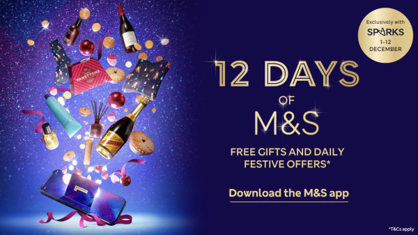 M&S has celebrated the opening of 6 million doors on its festive digital advent calendar, in just five days of the Sparks initiative being introduced, here depicting the 12 days of Christmas poster