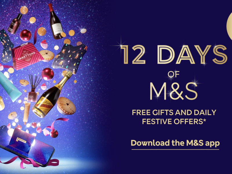 M&S has celebrated the opening of 6 million doors on its festive digital advent calendar, in just five days of the Sparks initiative being introduced, here depicting the 12 days of Christmas poster