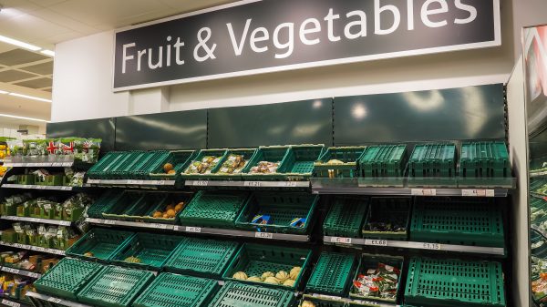 The purchasing of vegetables by UK households has fallen to its lowest level in half a century, despite initiatives designed to bolster veg consumption, here depicting the Fruit and Vegetable aisle