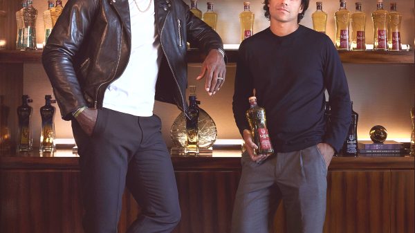 Famous athlete LeBron James' tequila brand, Lobos 1707 Tequila & Mezcal is launching in Selfridges, here depicting the two founders