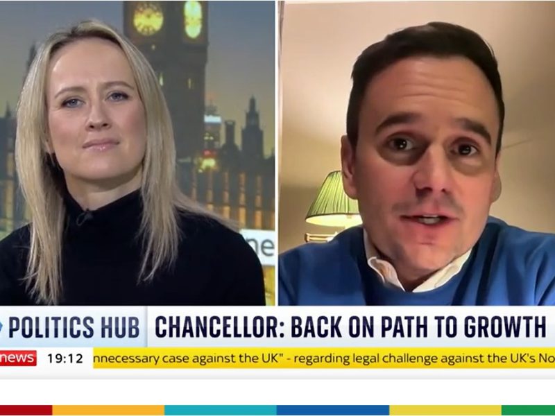 Iceland boss Richard Walker has appeared on a political chat show to slam prime minister Rishi Sunak and the conservative party for celebrating the drop in inflation, here depicting Sophie and Richard