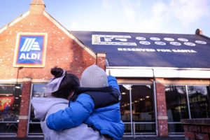 Aldi has saved a giant rooftop parking spot for Santa and his reindeers on top of one of its stores.
