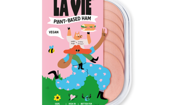 French plant-based brand La Vie has launched a new vegan product, 'La Vie Vegan Ham', exclusively available in Tesco, here depicting La Vie Plant Based Ham product