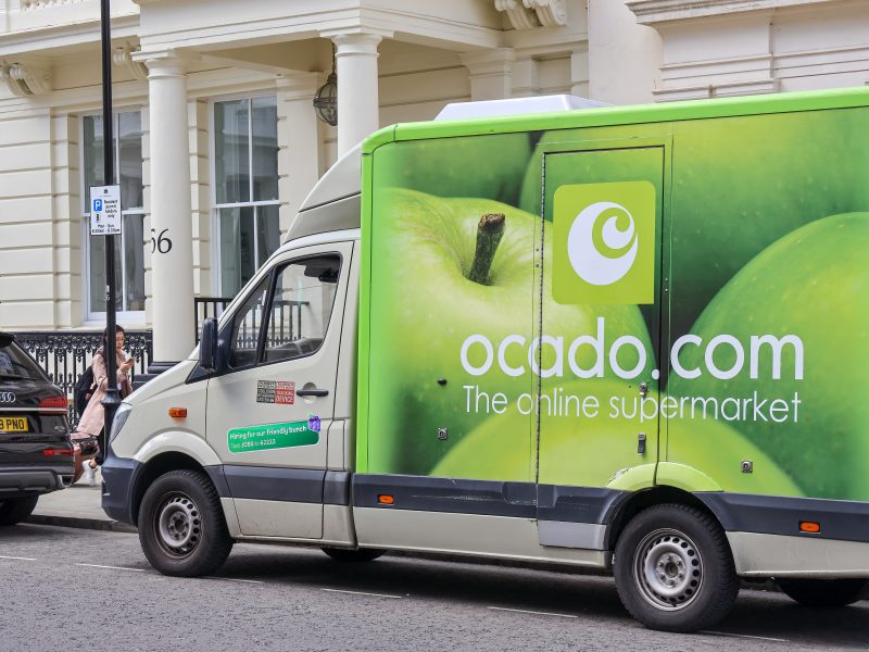 Ocado has emerged as the top food retailer for customer satisfaction, as overall ratings across the sector fell to their lowest level since 2015, here depicting an Ocado van