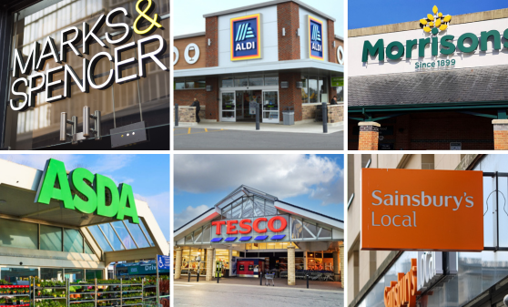 Food retail experts speak to Grocery Gazette about which supermarkets they think will be the biggest winners and losers of 2024 and why, here depicting M&S, Aldi, Morrisons, Asda, Tesco, Sainsbury's