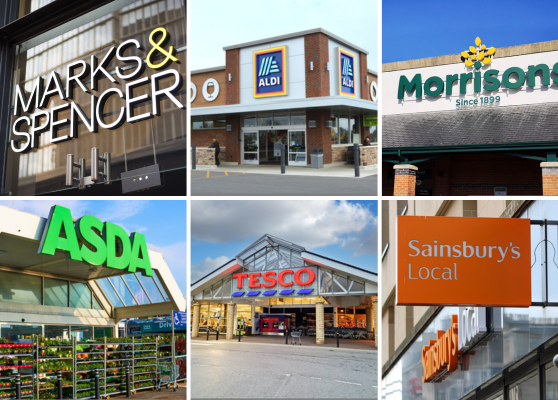 Food retail experts speak to Grocery Gazette about which supermarkets they think will be the biggest winners and losers of 2024 and why, here depicting M&S, Aldi, Morrisons, Asda, Tesco, Sainsbury's