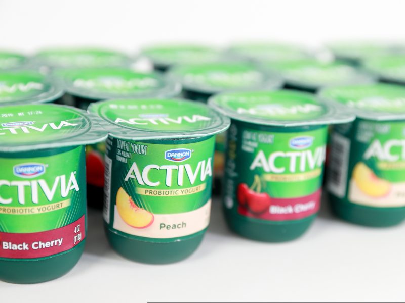 Here depicting different flavours of Danone-owned brand Activia