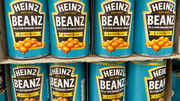 Here depicting Heinz Beans products on a shelf, (the brand owned by Kraft Heinz)
