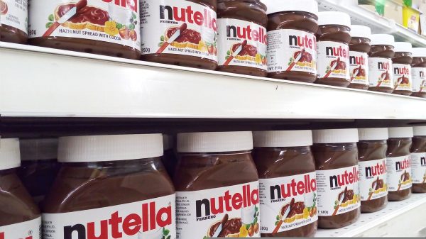 Here depicting Ferrero-owned brand Nutella on shelves