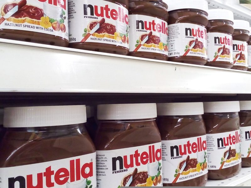 Here depicting Ferrero-owned brand Nutella on shelves