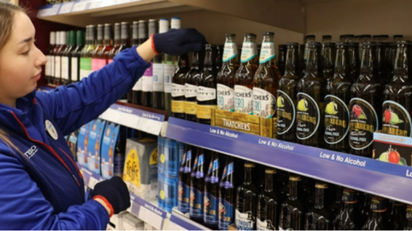 Tesco no and low alcohol section