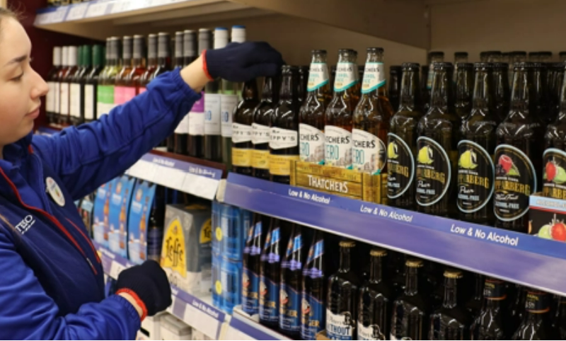 Tesco no and low alcohol section
