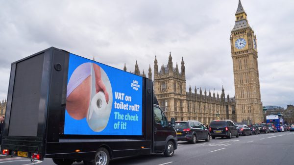 Who Gives A Crap billboard - re scrapping toilet paper tax