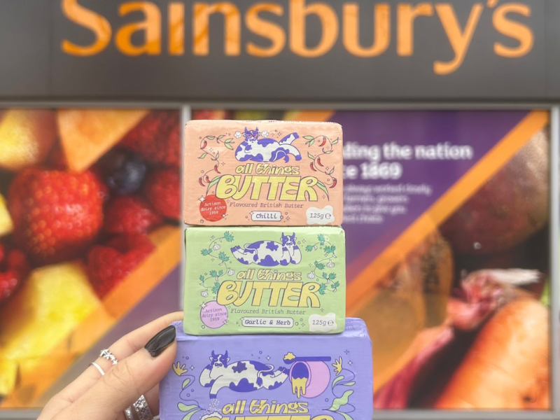 All things Butter debuts in Sainsbury's and Asda - here showing three flavours outside Sainsbury's